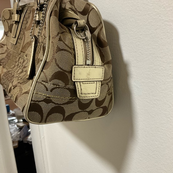 Coach Vintage Signature C Brown Denim Leather Ziptop Tote F12317 - Picture 2 of 8